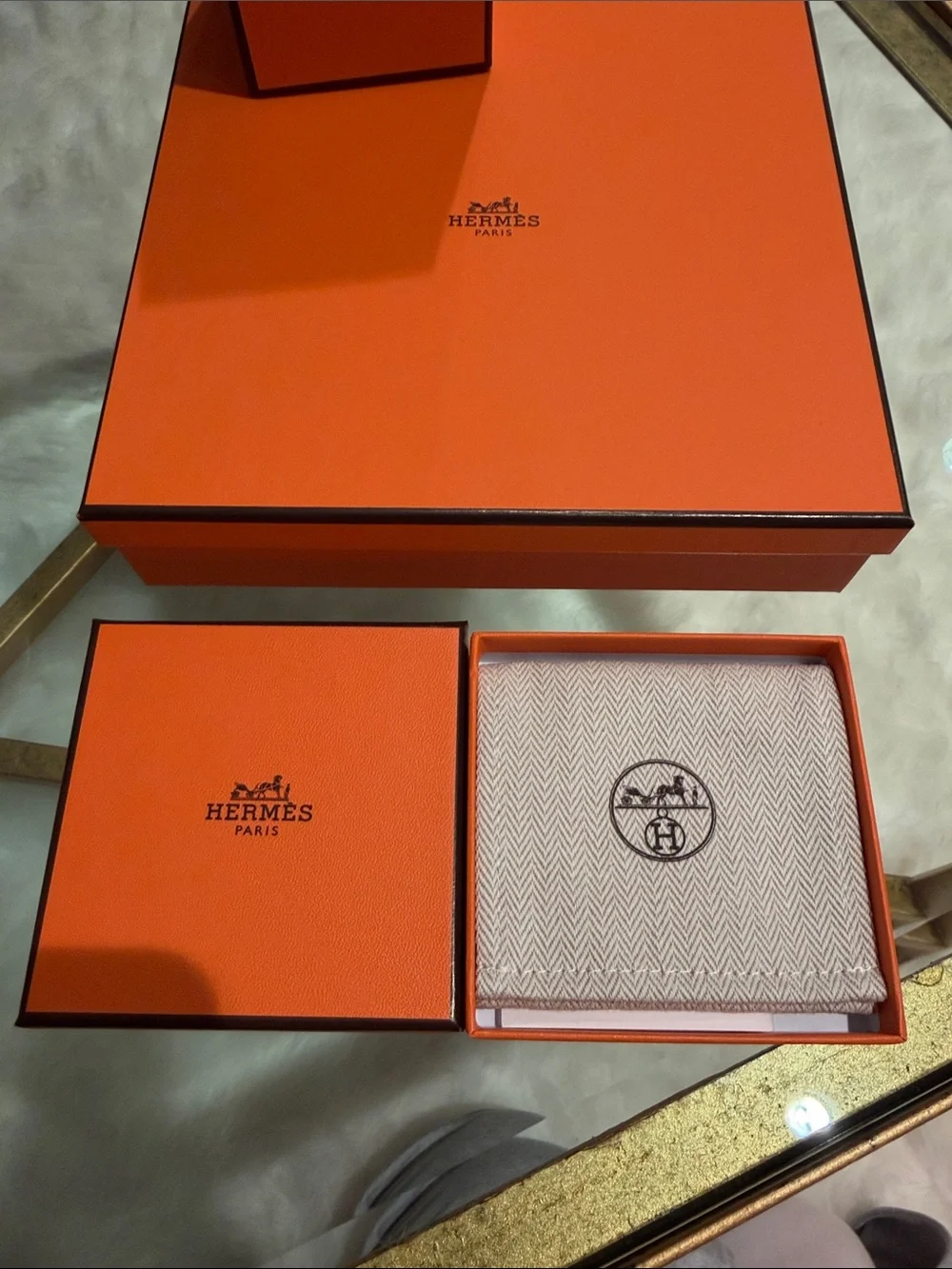 Hermes Authentic Gift Boxes with Brown Ribbon and dust bags